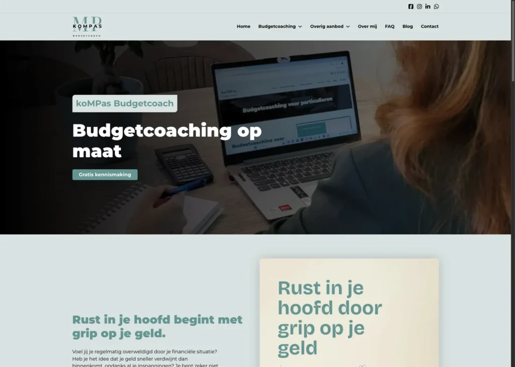 Screenshot van KoMPas Budgetcoach Website