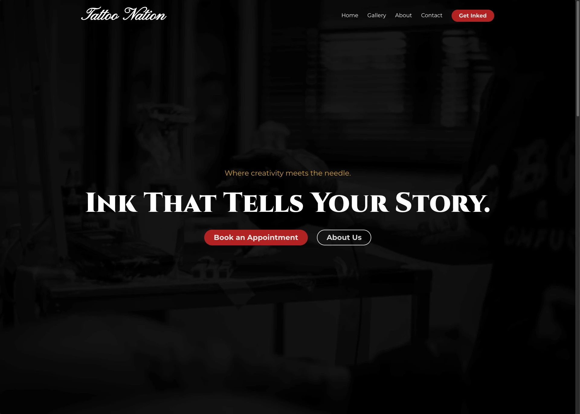 Screenshot van Tattoo Nation website